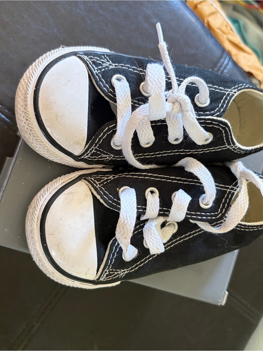 Converse Black Canvas Kids Lace-Up Sneakers with White Accents
